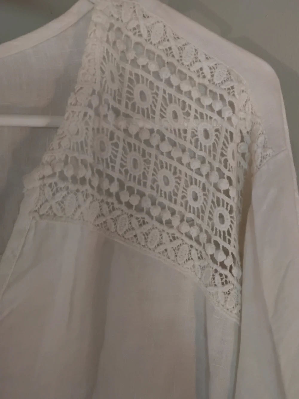 Bellambra Italian Boho White Crochet Lace Inset Tunic Blouse Plus Size 2X